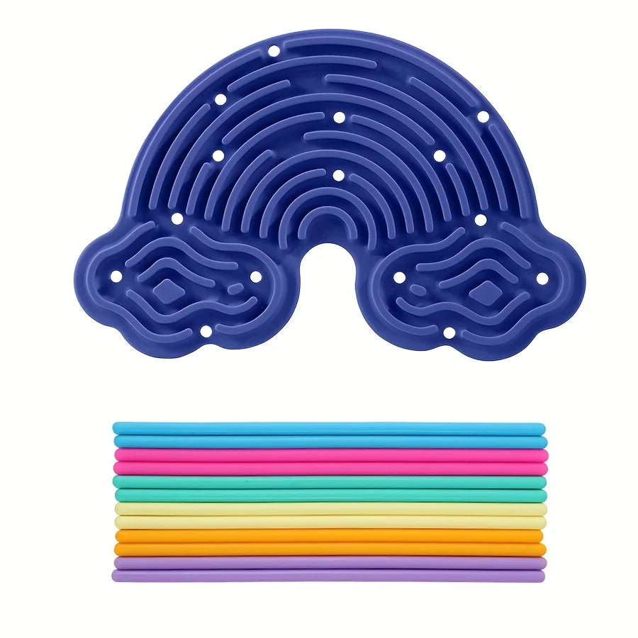 Creative Rainbow Clouds Silicone Sensory Activity Board,  Color Training Toy, Double Side Busy Board, Fine Motor Skills&Fun Play