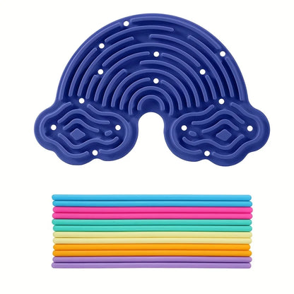 Creative Rainbow Clouds Silicone Sensory Activity Board,  Color Training Toy, Double Side Busy Board, Fine Motor Skills&Fun Play