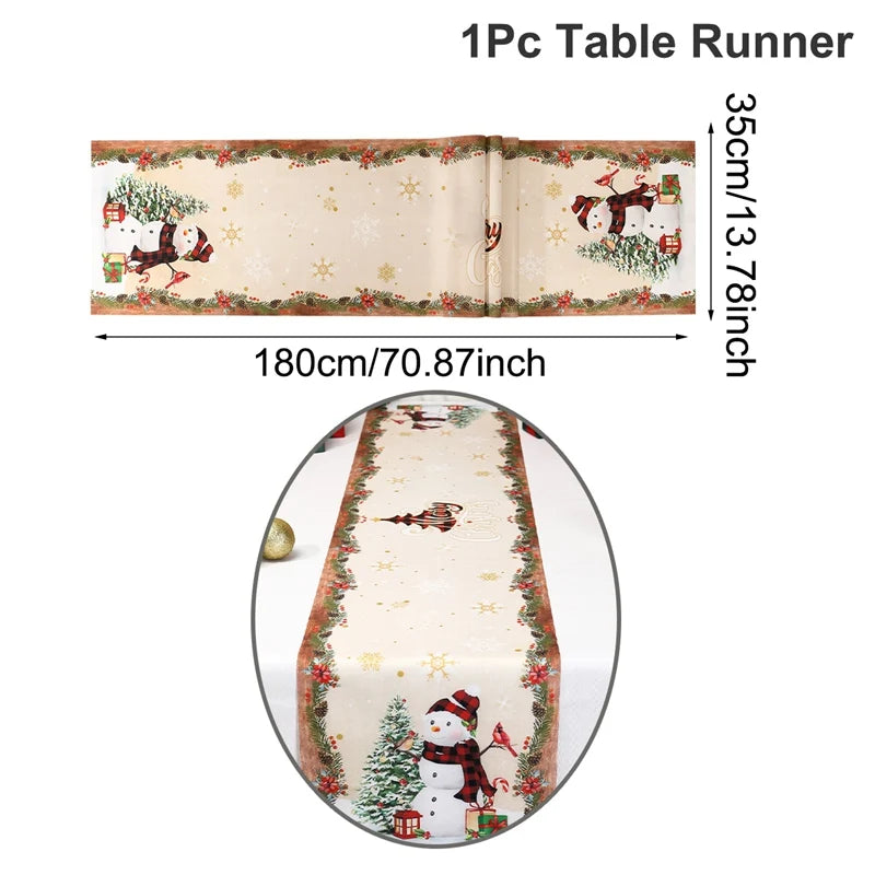 Santa Claus Christmas Table Runner Christmas Decorations For Home 2025 Xmas Table Flag Navidad Noel Gifts New Year Tablecloth
