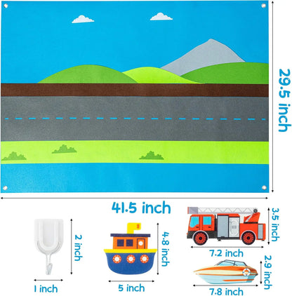 Felt Story Board Set Toy for kids Vehicle Farm Animals Preschool Education Early Learning Interactive Play Mat Wall Hanging Gift