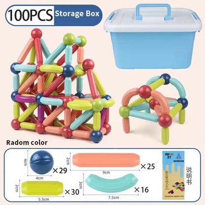 Magnetic Constructor Blocks Set Toys for Kids Magnet Stick Rod Building Blocks Montessori Educational Toys For Children Boy Girl