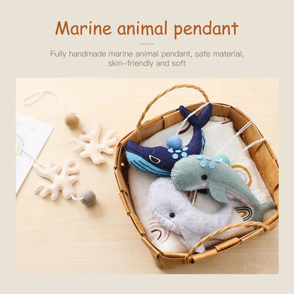 Baby Gym Frame Pendant Toys Soft Felt Whale Rattle Music Toys Cotton Crochet Mobile Hanging Pendants Activity Gym Teether Toys