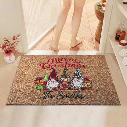 Christmas Carpet Cartoon Dwarf Door Mat Red Santa Claus Floor Mat Holiday Decoration Indoor and Outdoor Foot Mat Absorbent Mat