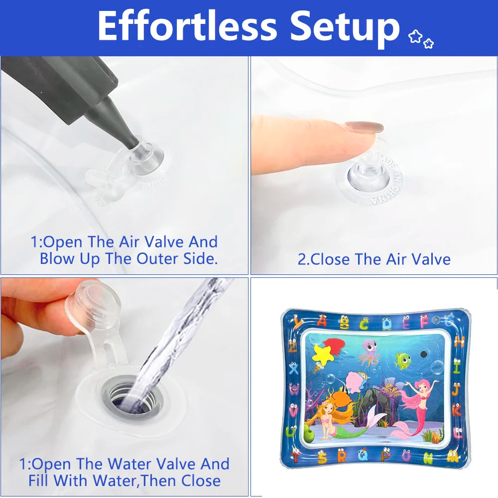 1pc Inflatable PVC Playing Mat Mermaid Pattern Baby Play Water Mat Toddler Pad Kids Early Education Activity Toys Mat Cushion