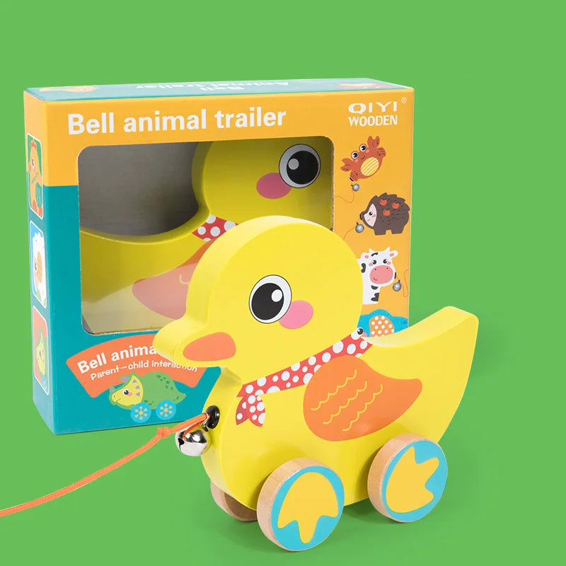 Montessori Early education Wooden Animal Car Toys Children Drag Car for kids Learning Walk and Have Fun Gift