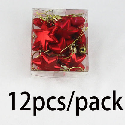 (12 Pcs/pack) 5cm Christmas Pendant Star Christmas Ball Pendant Electroplated Plastic Matte Mixed Decoration Accessory Party