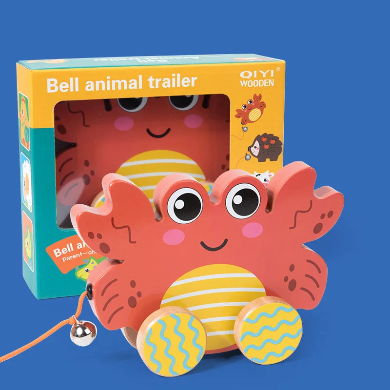 Montessori Early education Wooden Animal Car Toys Children Drag Car for kids Learning Walk and Have Fun Gift